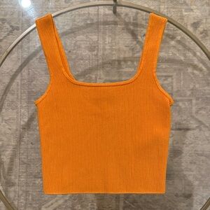 Abercrombie & Fitch Melon Orange Ribbed Sweater Crop Top